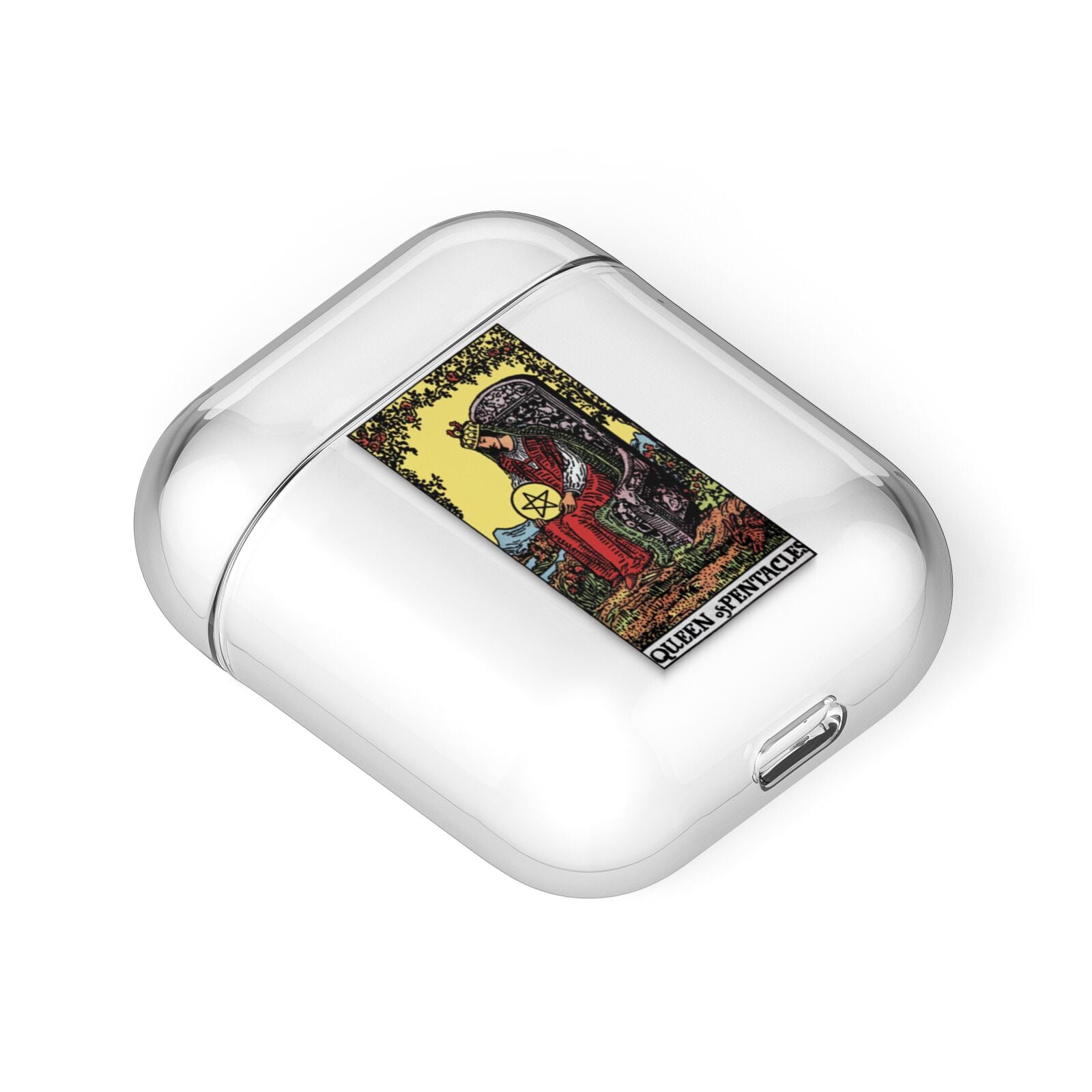 Queen of Pentacles Tarot Card AirPods Case Laid Flat