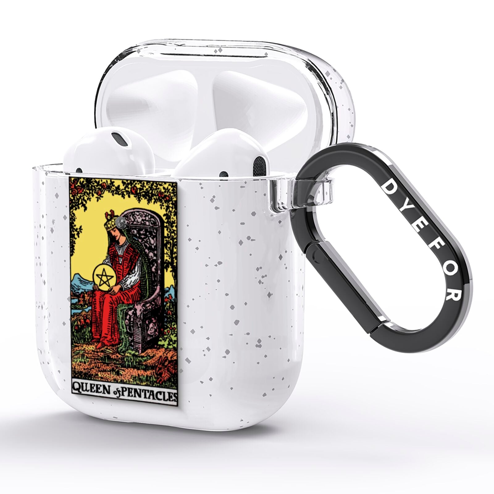 Queen of Pentacles Tarot Card AirPods Glitter Case Side Image