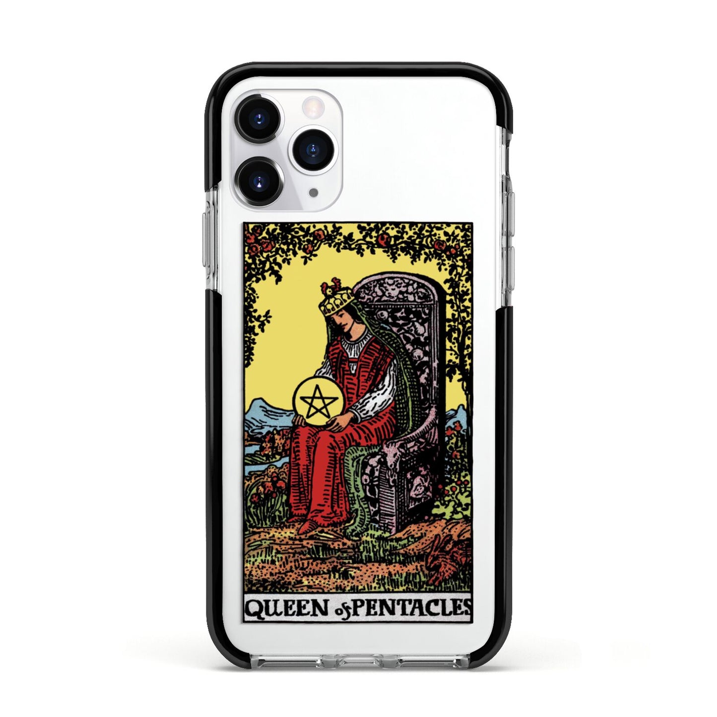 Queen of Pentacles Tarot Card Apple iPhone 11 Pro in Silver with Black Impact Case