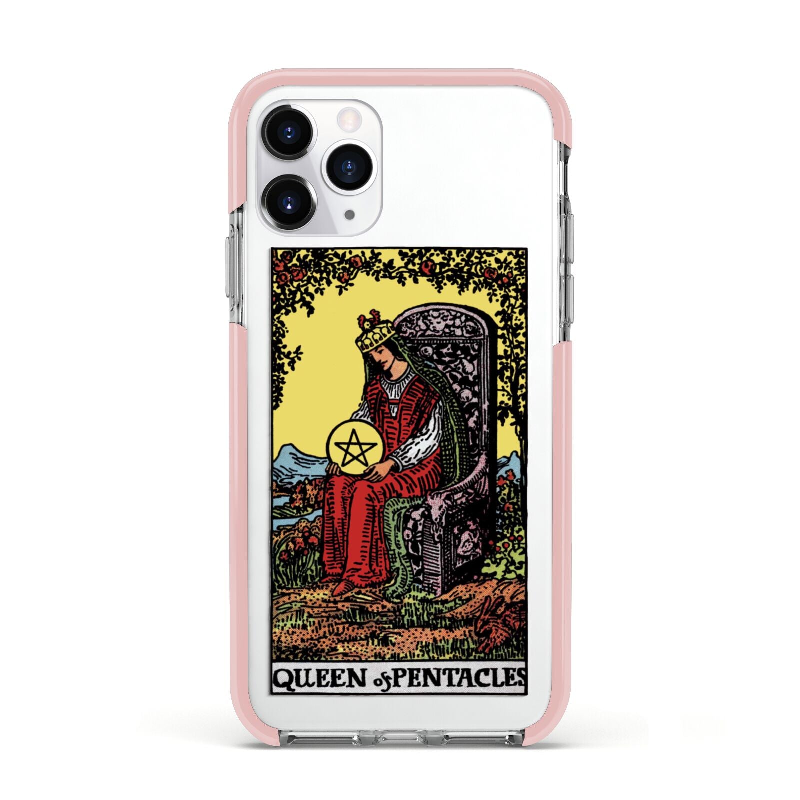 Queen of Pentacles Tarot Card Apple iPhone 11 Pro in Silver with Pink Impact Case