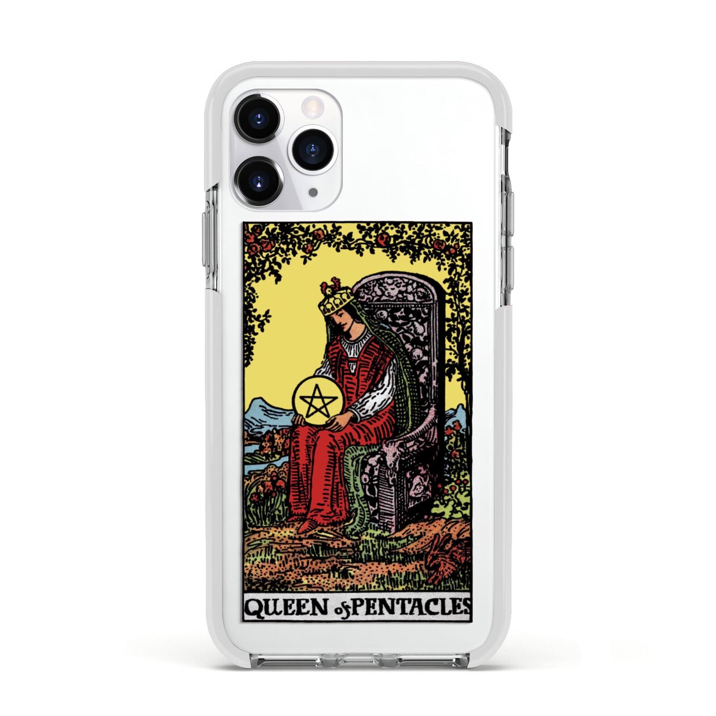 Queen of Pentacles Tarot Card Apple iPhone 11 Pro in Silver with White Impact Case