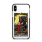 Queen of Pentacles Tarot Card Apple iPhone Xs Impact Case Black Edge on Silver Phone