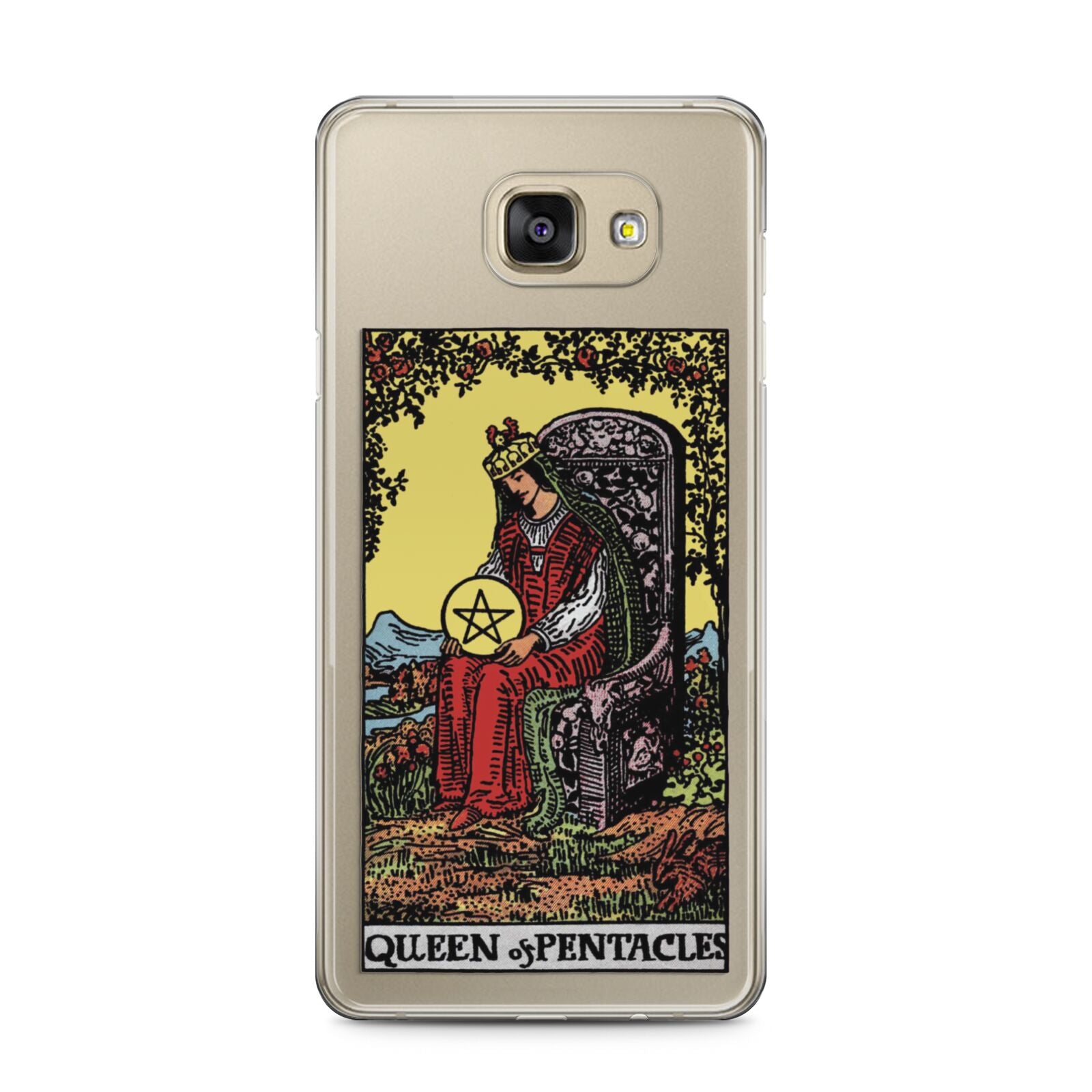 Queen of Pentacles Tarot Card Samsung Galaxy A5 2016 Case on gold phone
