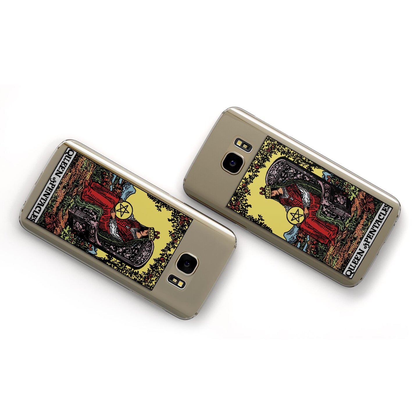 Queen of Pentacles Tarot Card Samsung Galaxy Case Flat Overview