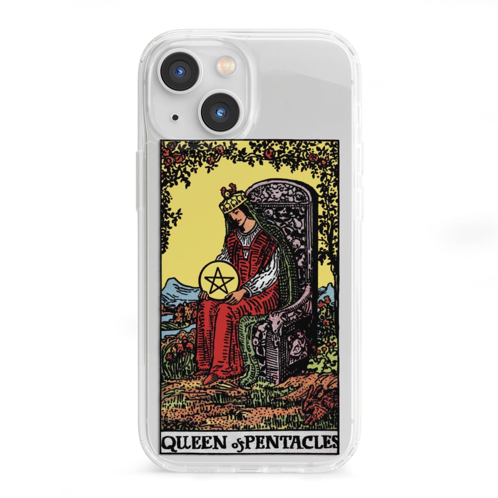 Queen of Pentacles Tarot Card iPhone 13 Mini Clear Bumper Case