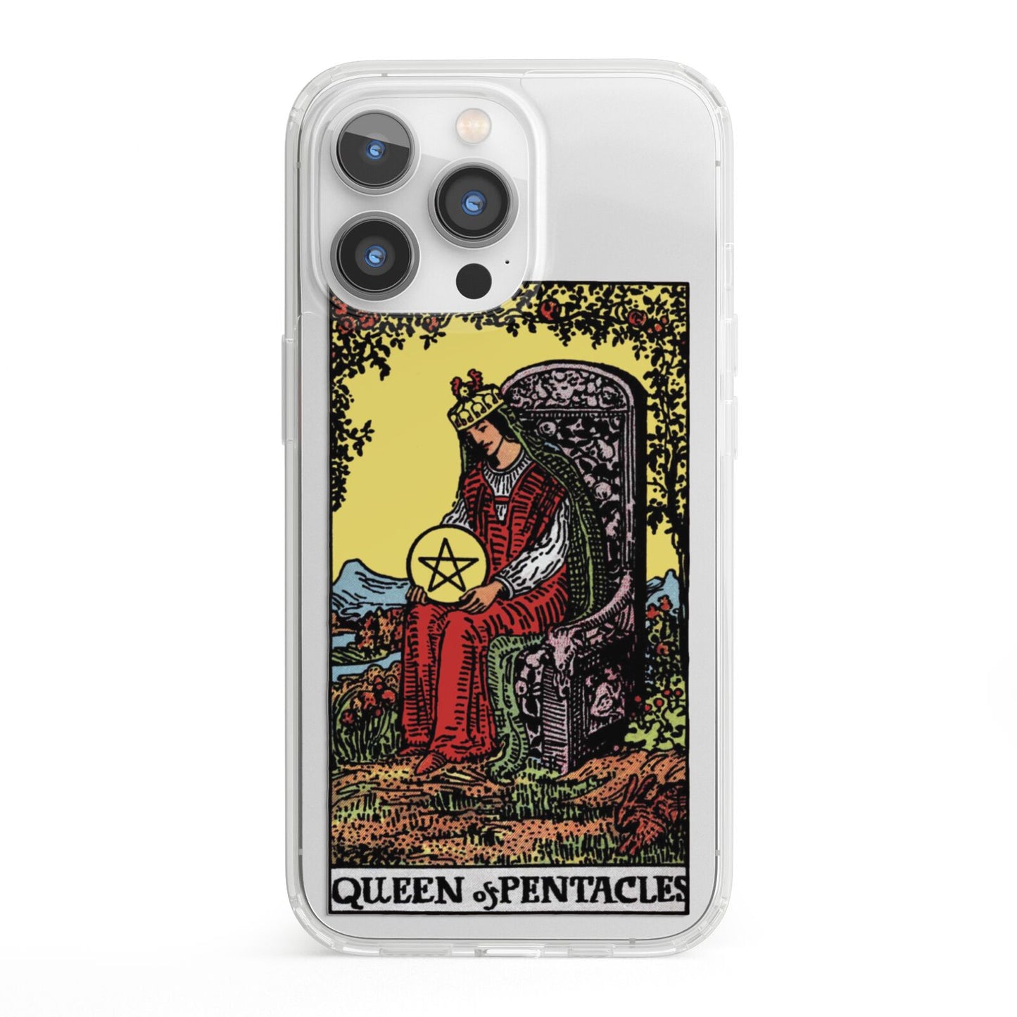 Queen of Pentacles Tarot Card iPhone 13 Pro Clear Bumper Case