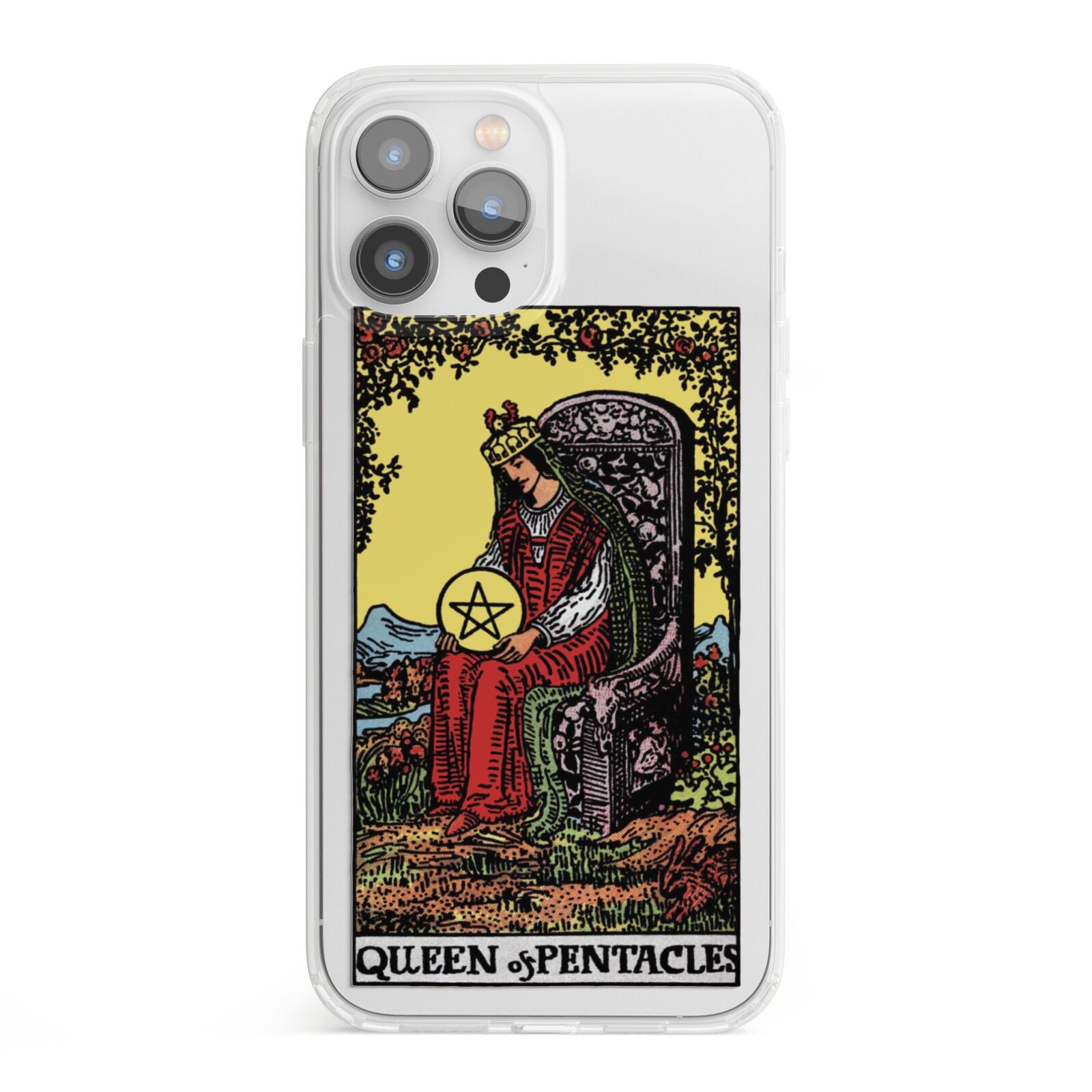 Queen of Pentacles Tarot Card iPhone 13 Pro Max Clear Bumper Case
