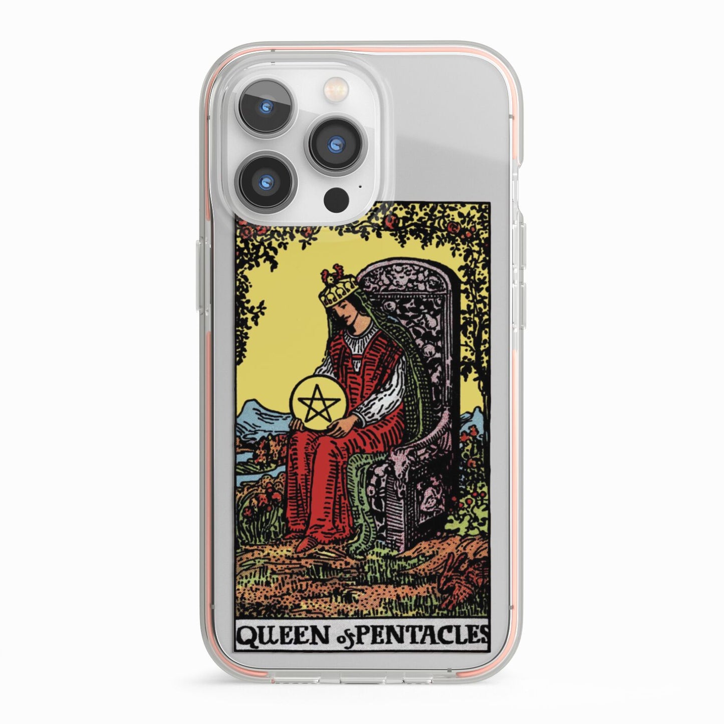 Queen of Pentacles Tarot Card iPhone 13 Pro TPU Impact Case with Pink Edges
