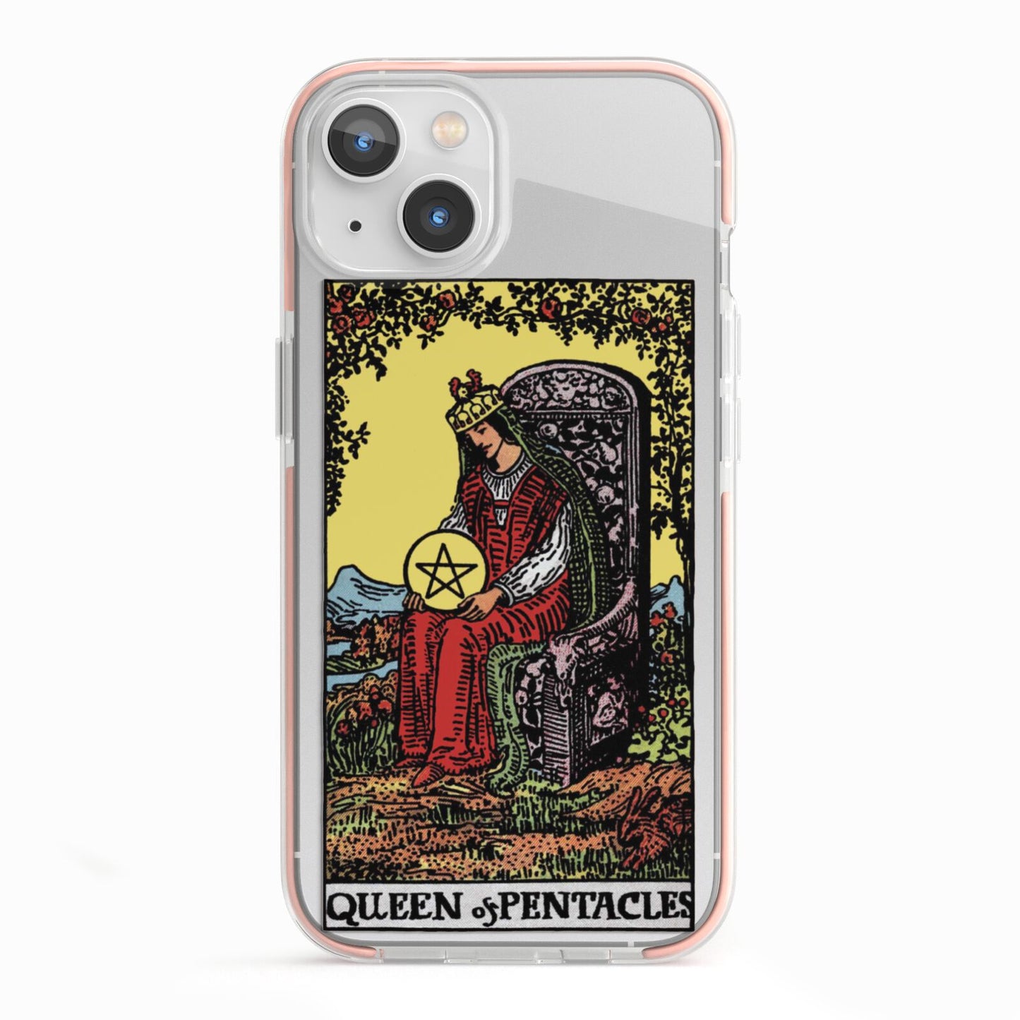 Queen of Pentacles Tarot Card iPhone 13 TPU Impact Case with Pink Edges