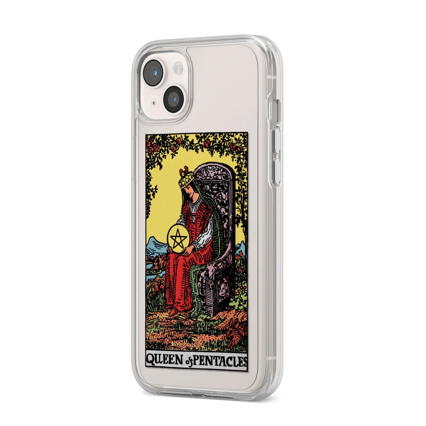 Queen of Pentacles Tarot Card iPhone 14 Plus Clear Tough Case Starlight Angled Image