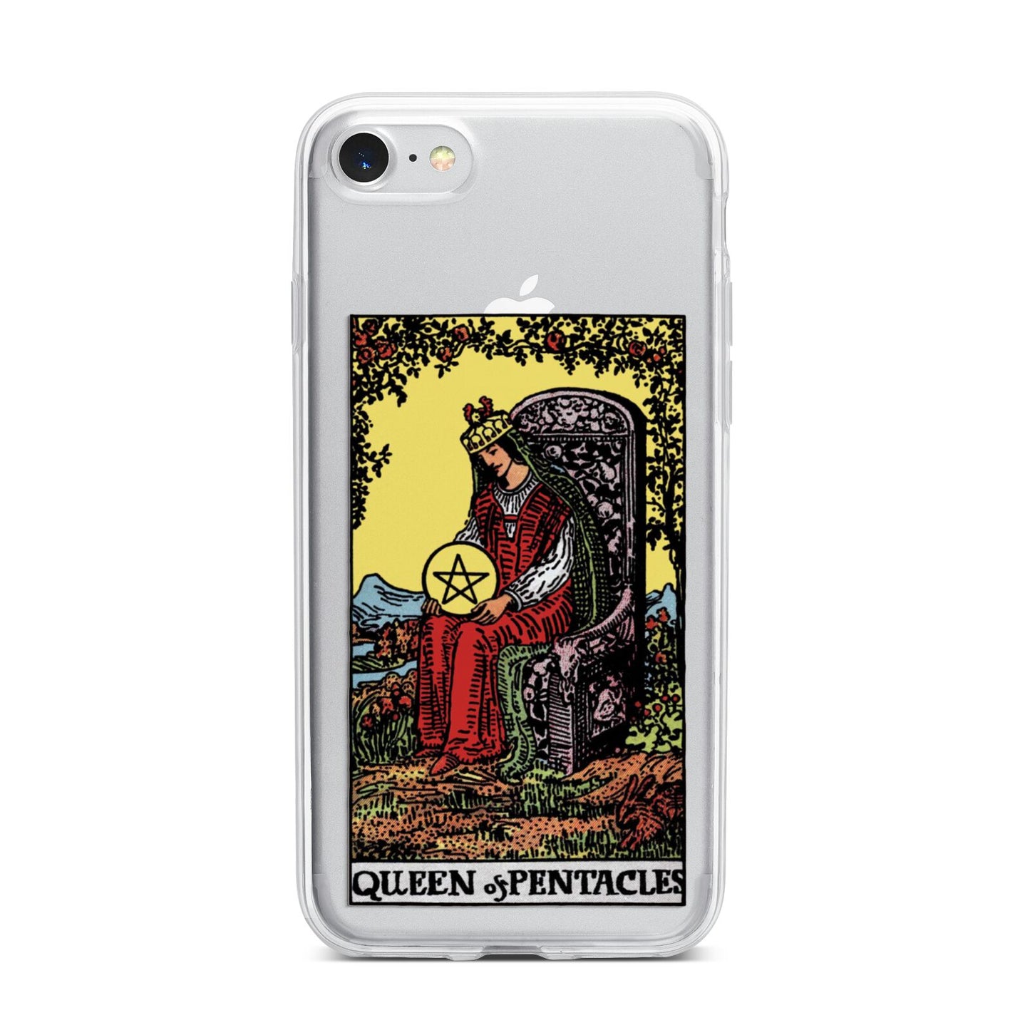 Queen of Pentacles Tarot Card iPhone 7 Bumper Case on Silver iPhone
