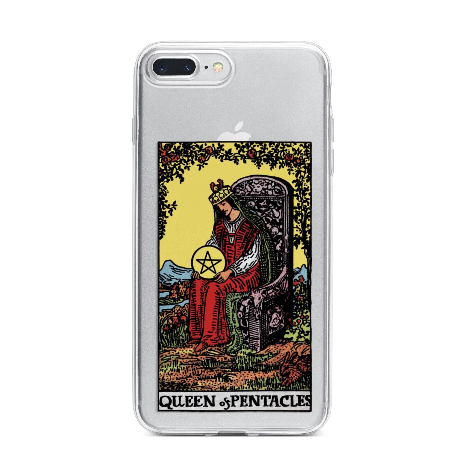 Queen of Pentacles Tarot Card iPhone 7 Plus Bumper Case on Silver iPhone