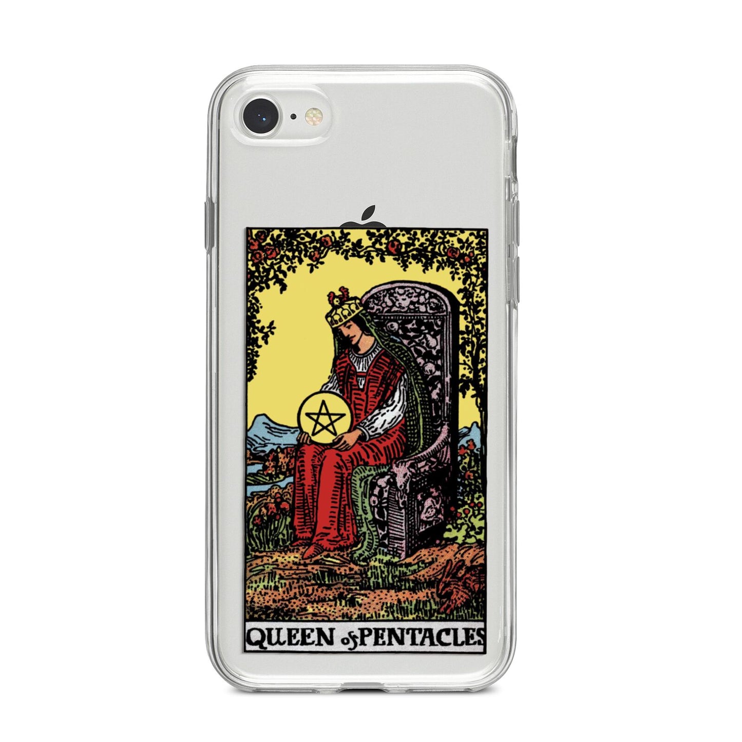 Queen of Pentacles Tarot Card iPhone 8 Bumper Case on Silver iPhone