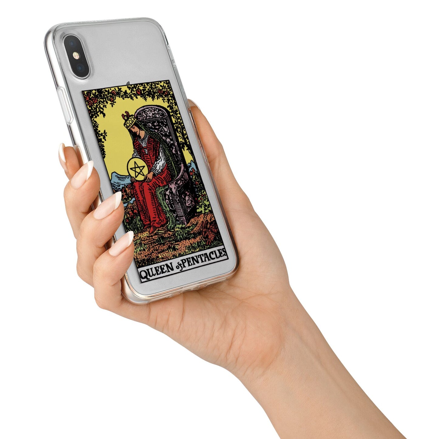 Queen of Pentacles Tarot Card iPhone X Bumper Case on Silver iPhone Alternative Image 2