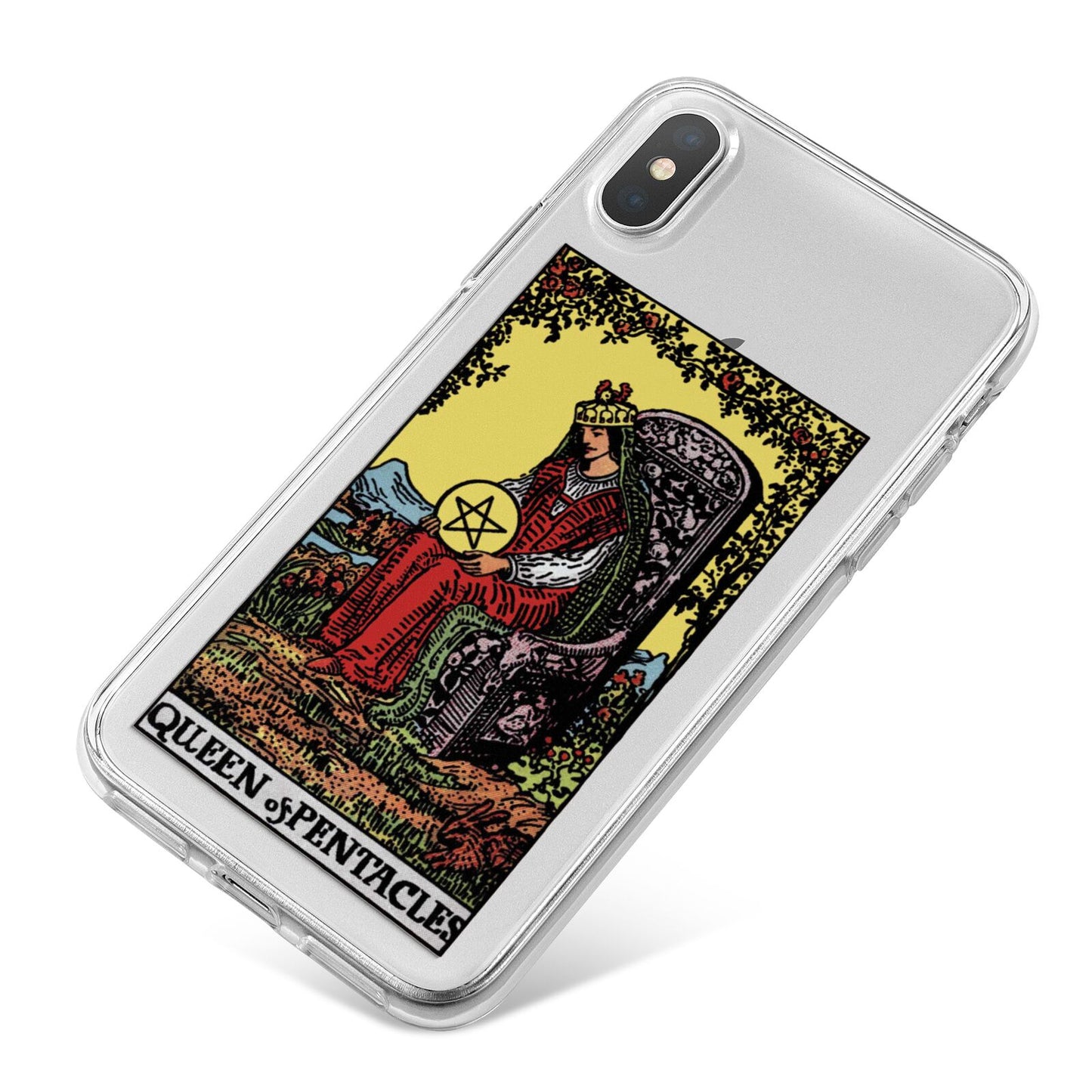 Queen of Pentacles Tarot Card iPhone X Bumper Case on Silver iPhone