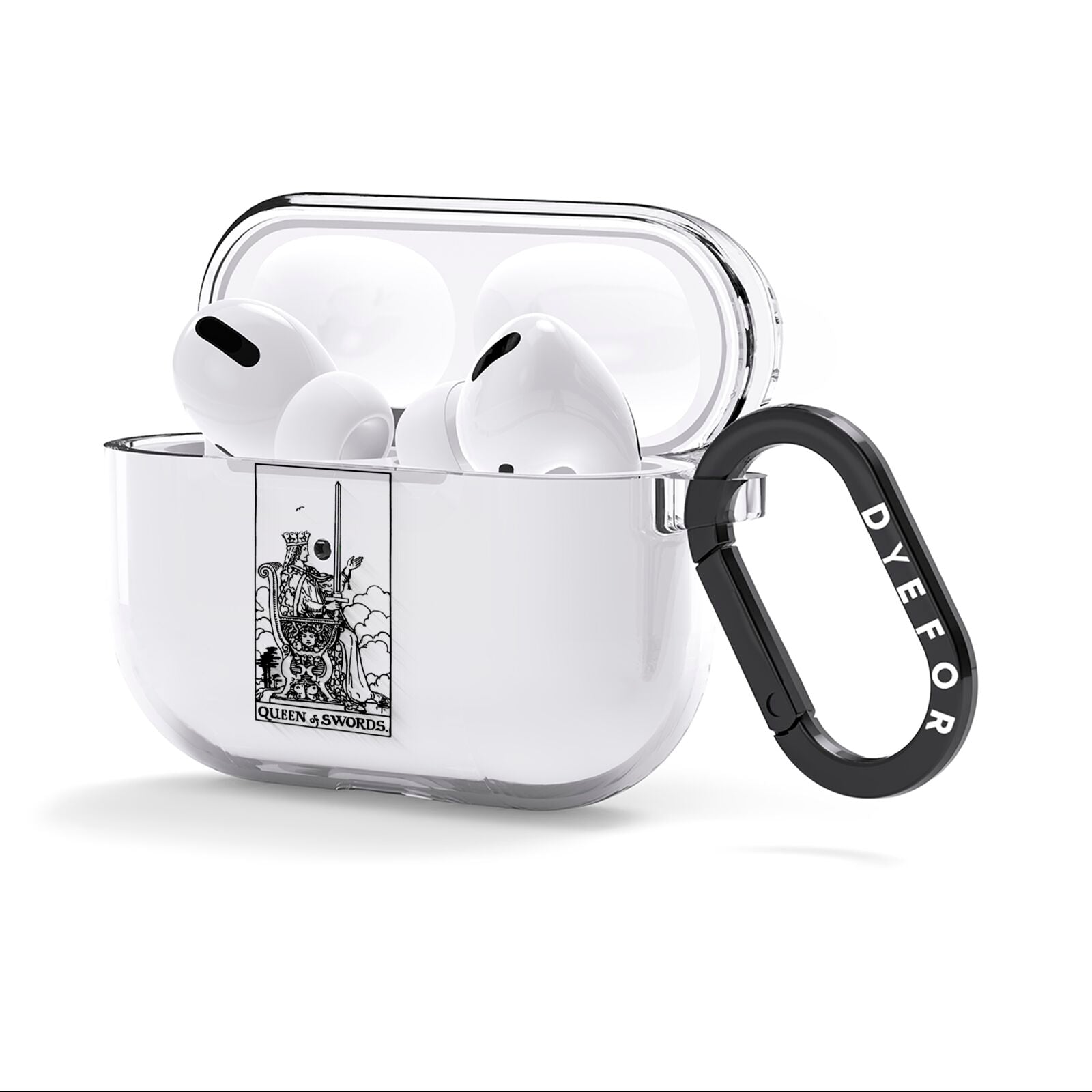 Queen of Swords Monochrome AirPods Clear Case 3rd Gen Side Image