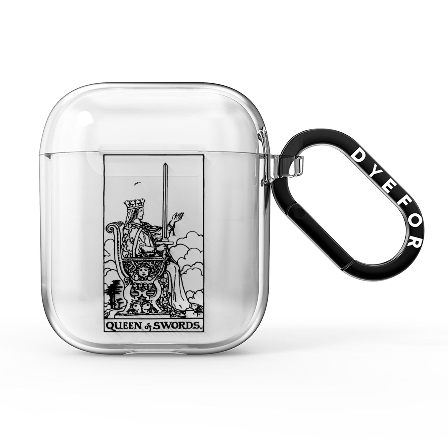 Queen of Swords Monochrome AirPods Clear Case