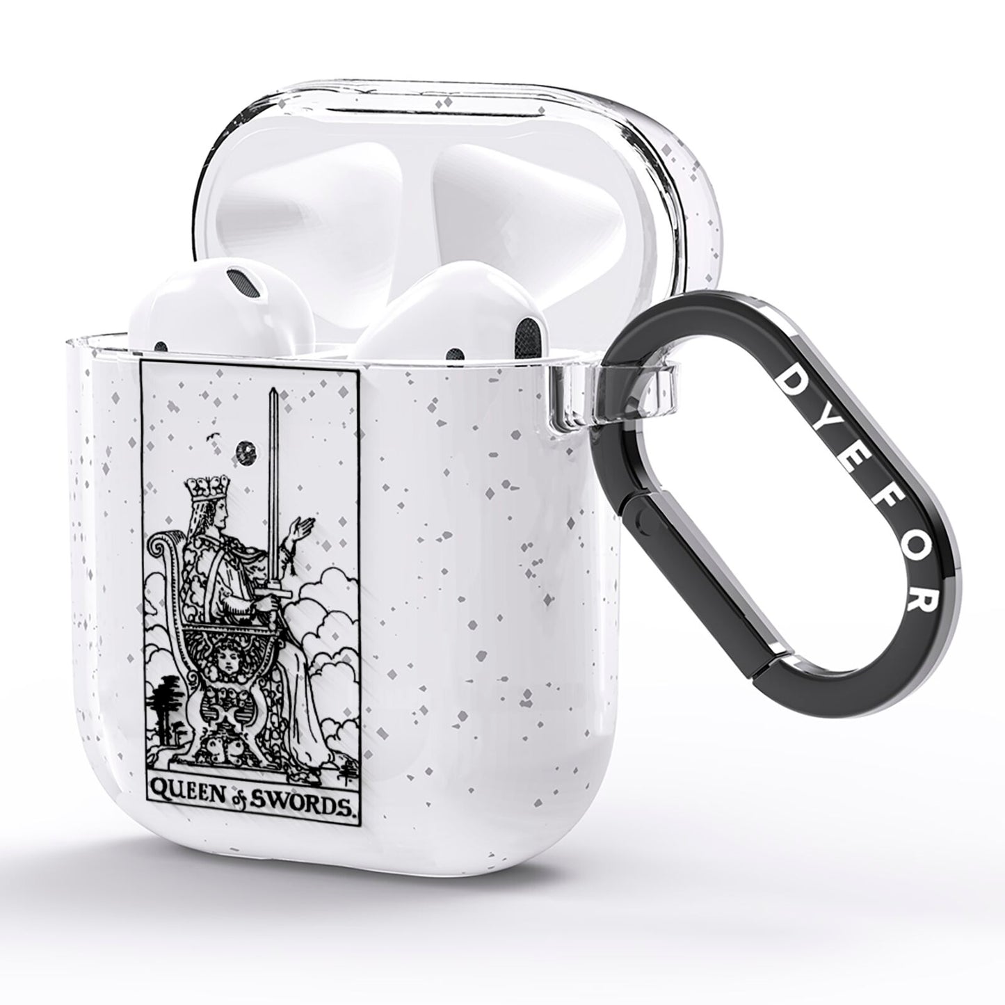 Queen of Swords Monochrome AirPods Glitter Case Side Image