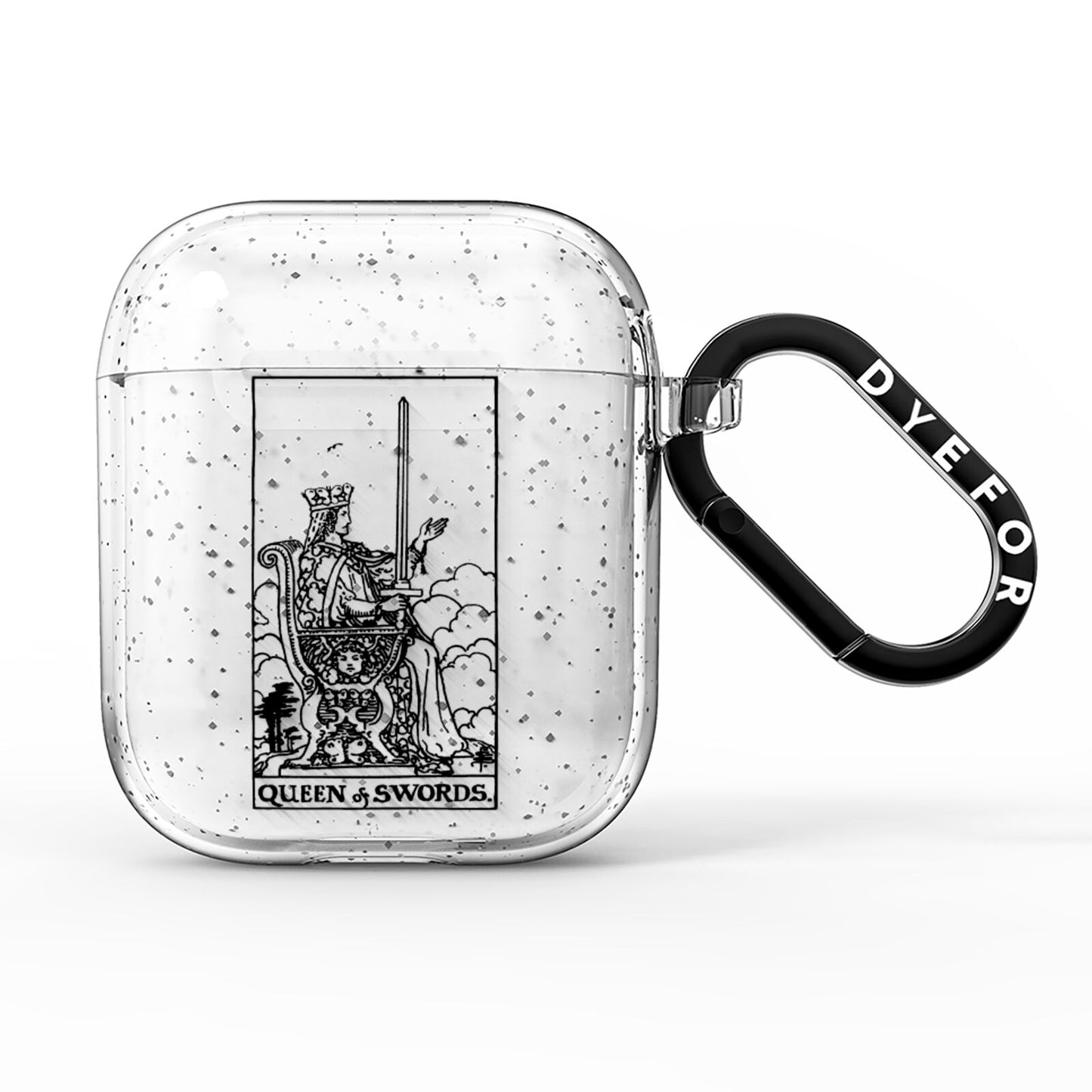 Queen of Swords Monochrome AirPods Glitter Case
