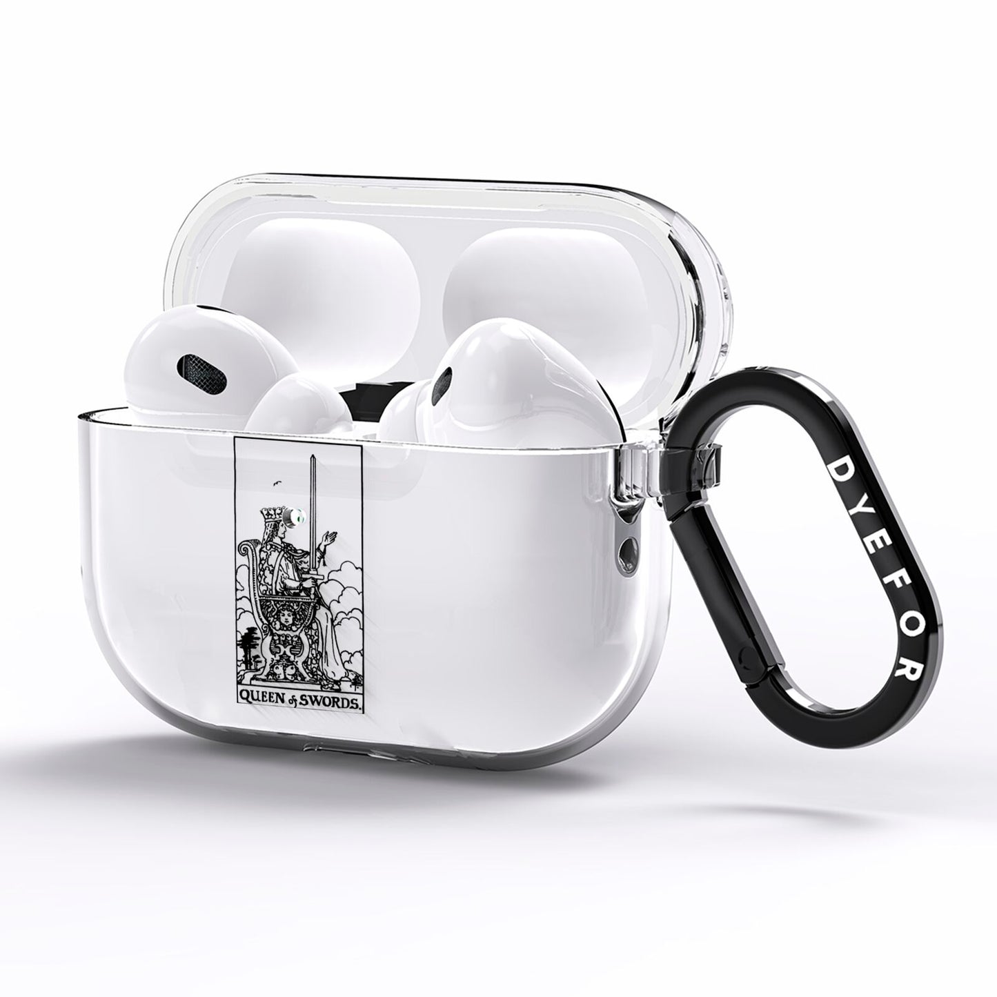 Queen of Swords Monochrome AirPods Pro Clear Case Side Image