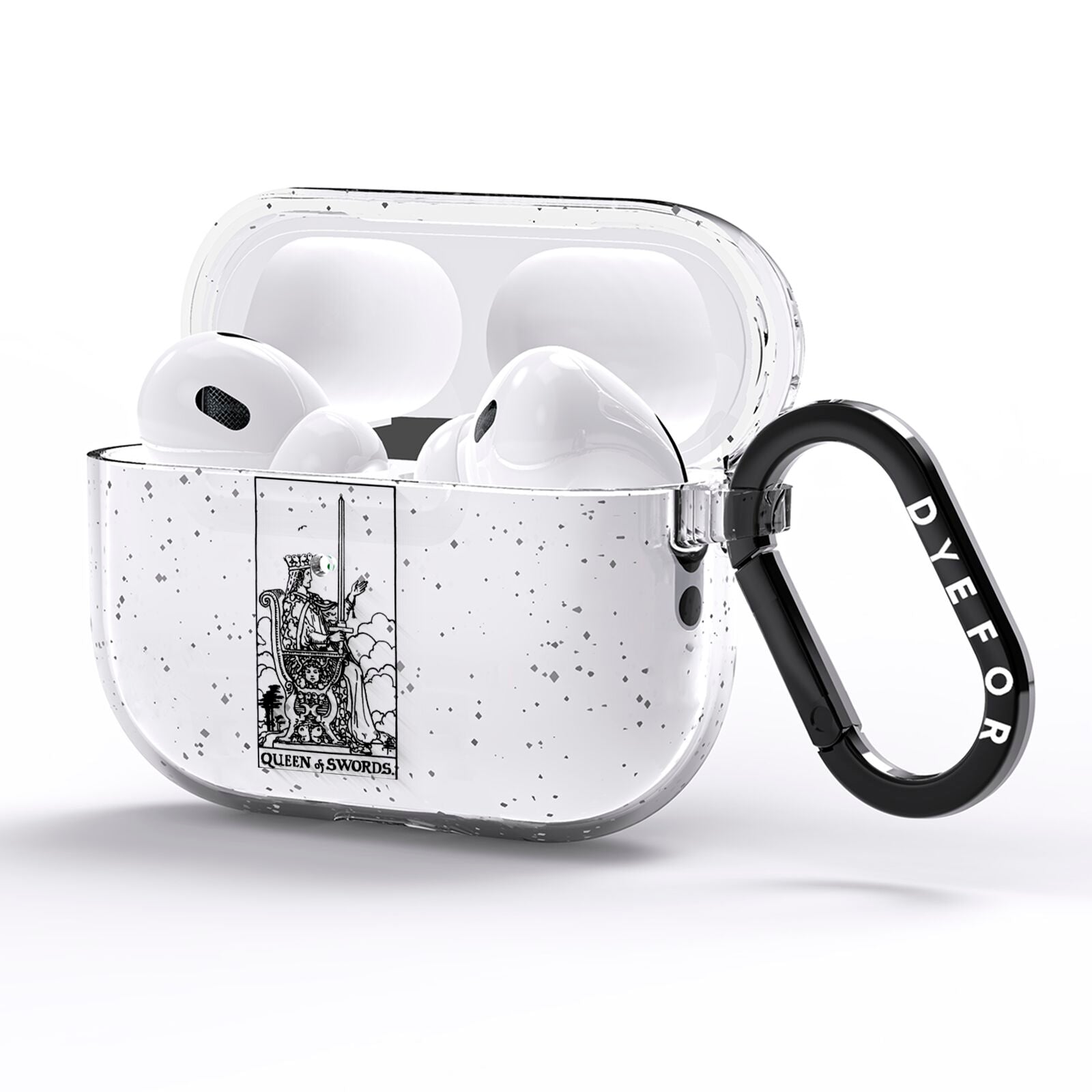 Queen of Swords Monochrome AirPods Pro Glitter Case Side Image
