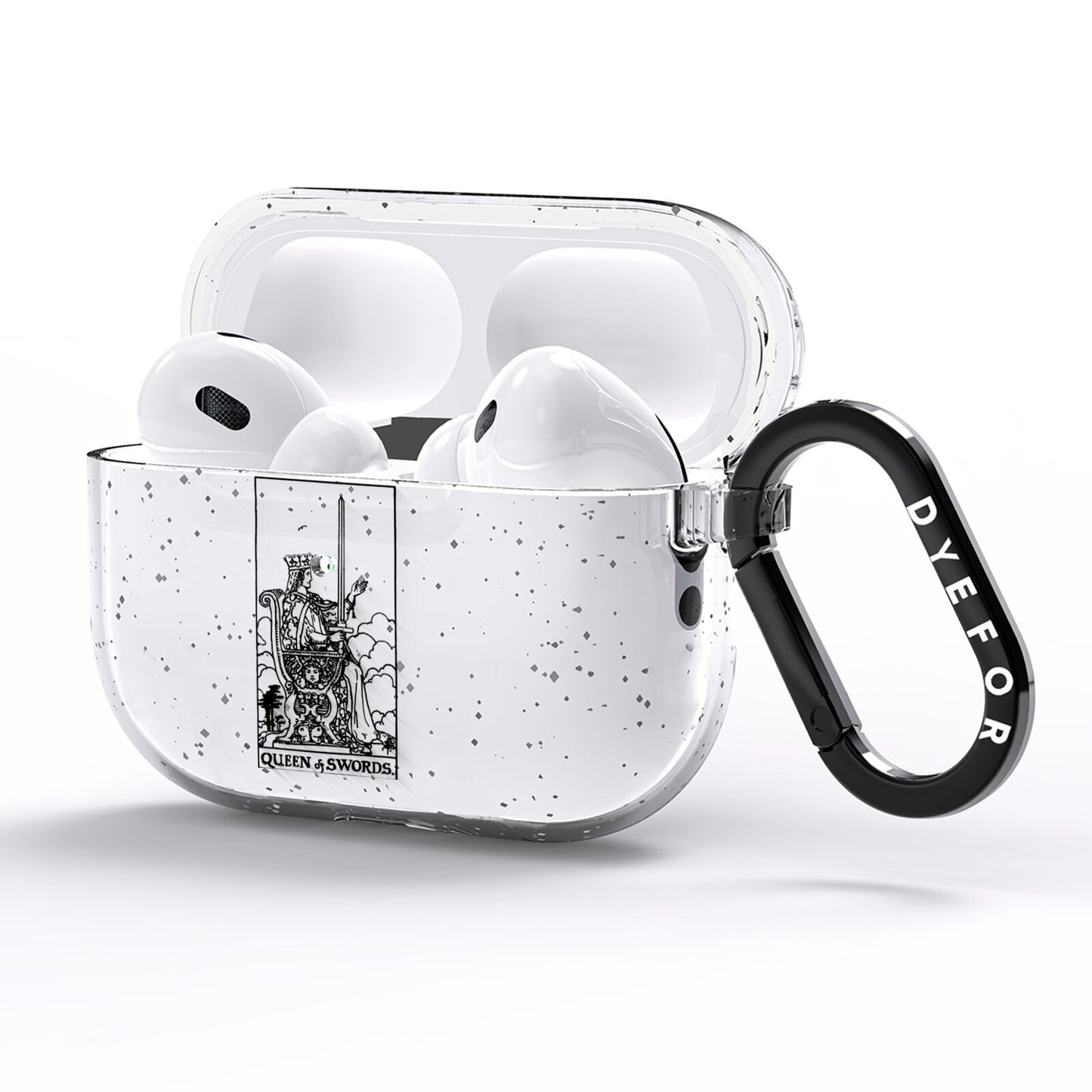 Queen of Swords Monochrome AirPods Pro Glitter Case Side Image