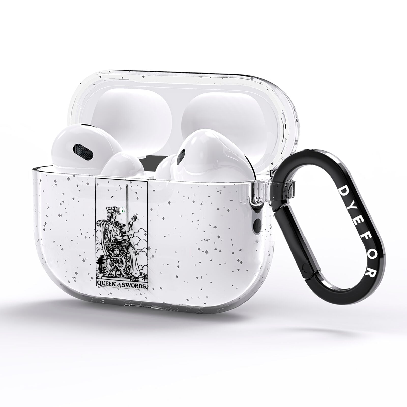 Queen of Swords Monochrome AirPods Pro Glitter Case Side Image