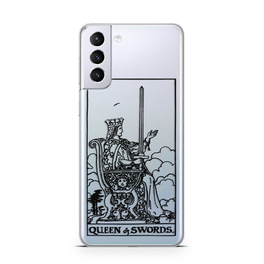 Queen of Swords Monochrome Samsung S21 Plus Phone Case