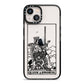 Queen of Swords Monochrome iPhone 13 Black Impact Case on Silver phone