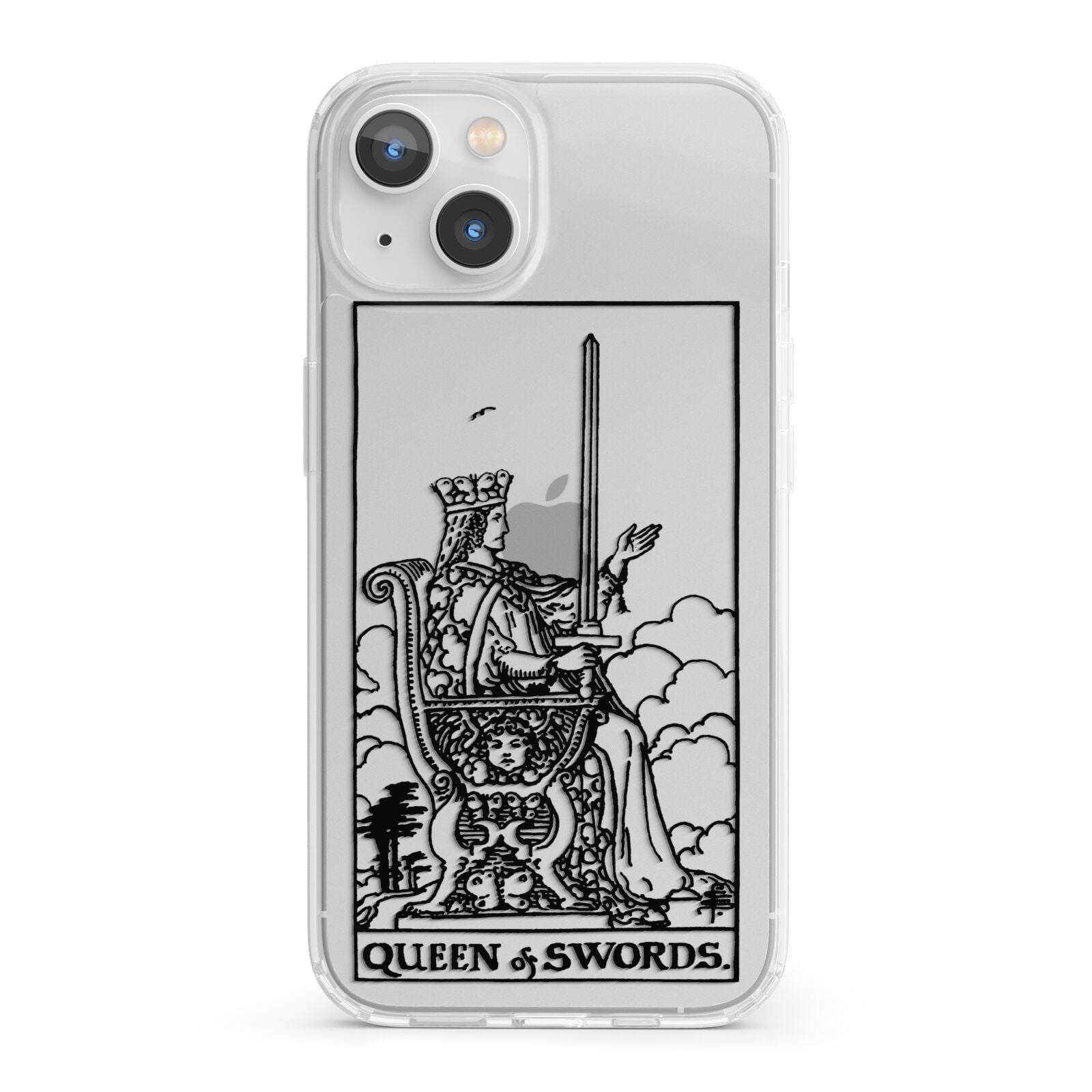 Queen of Swords Monochrome iPhone 13 Clear Bumper Case