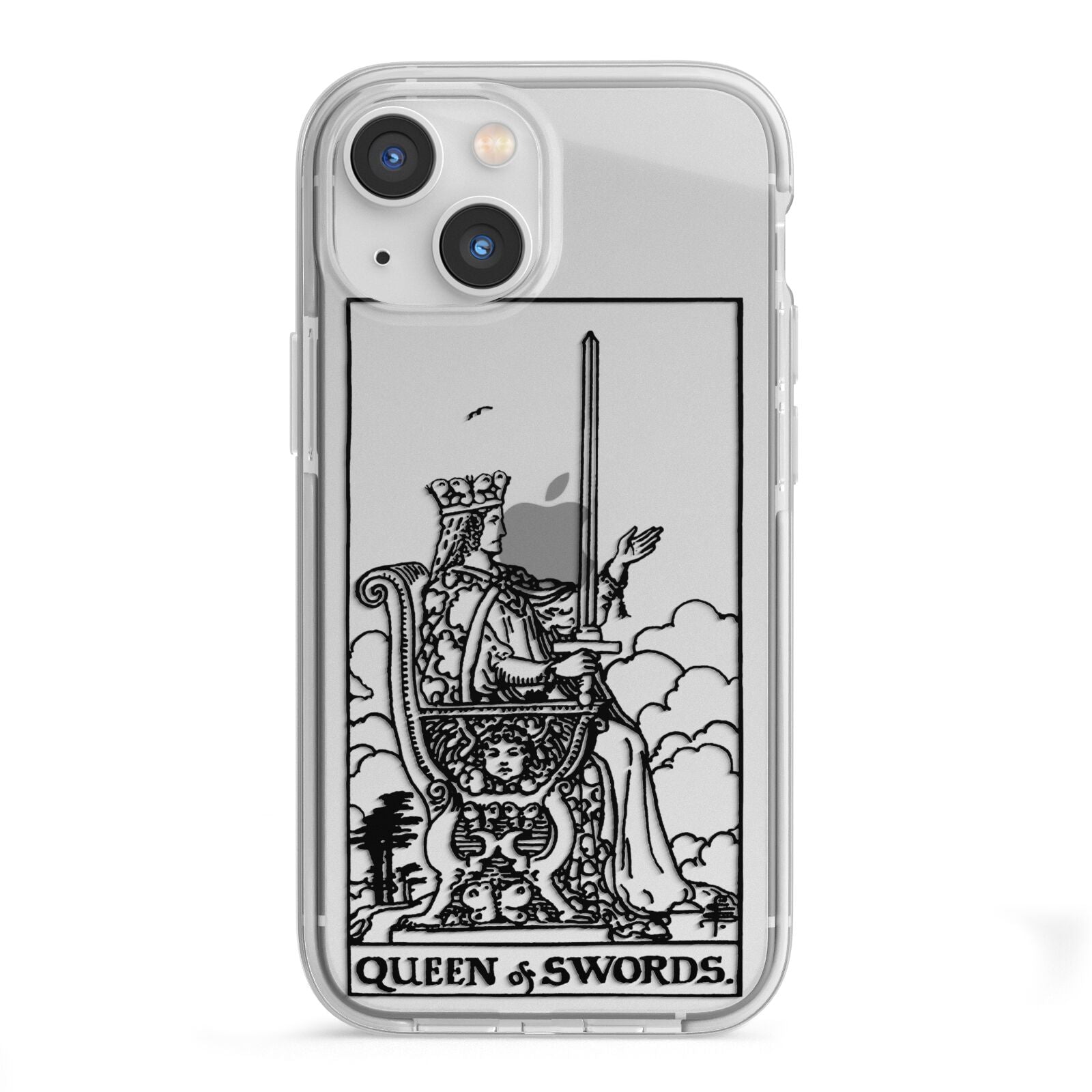 Queen of Swords Monochrome iPhone 13 Mini TPU Impact Case with White Edges