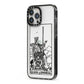 Queen of Swords Monochrome iPhone 13 Pro Max Black Impact Case Side Angle on Silver phone