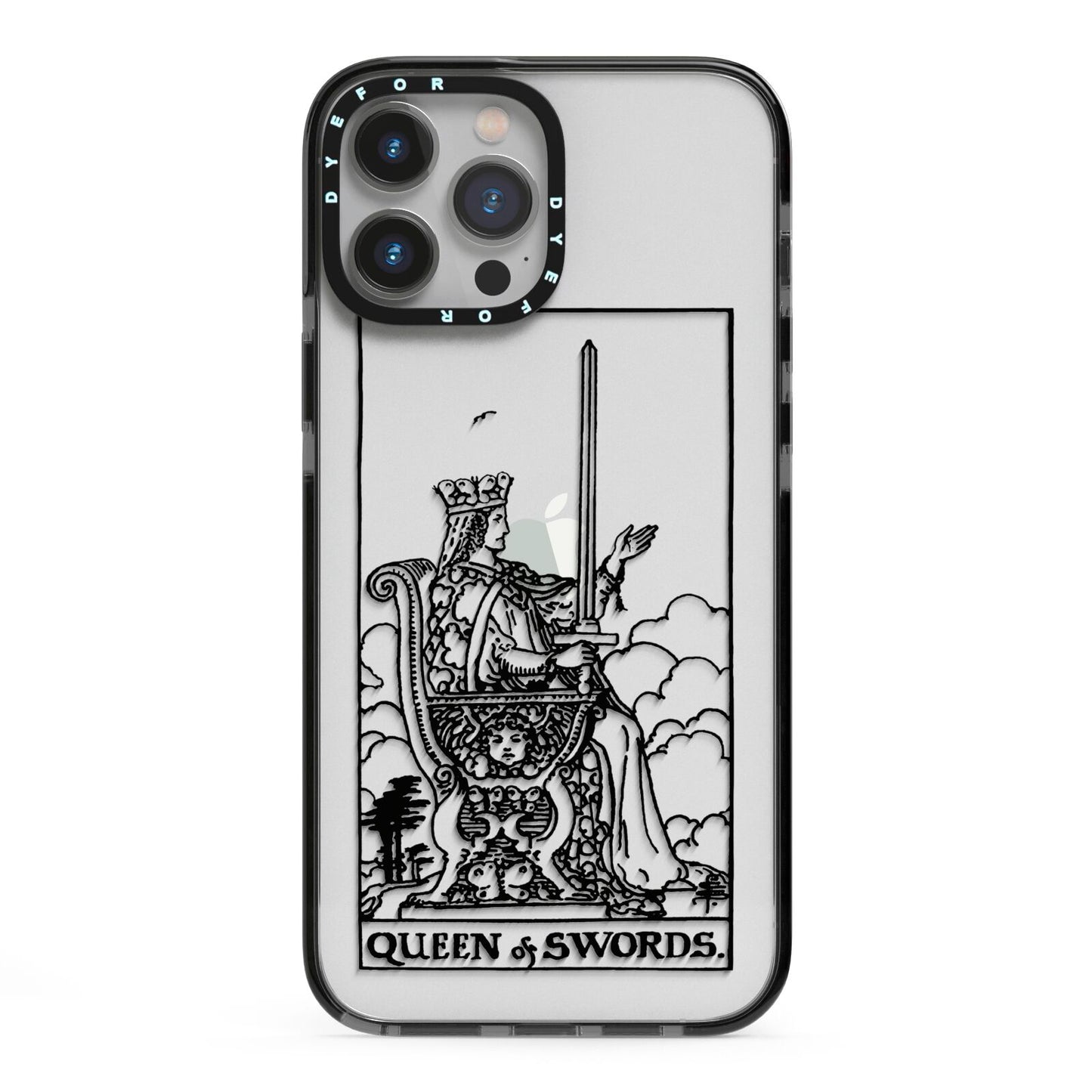 Queen of Swords Monochrome iPhone 13 Pro Max Black Impact Case on Silver phone