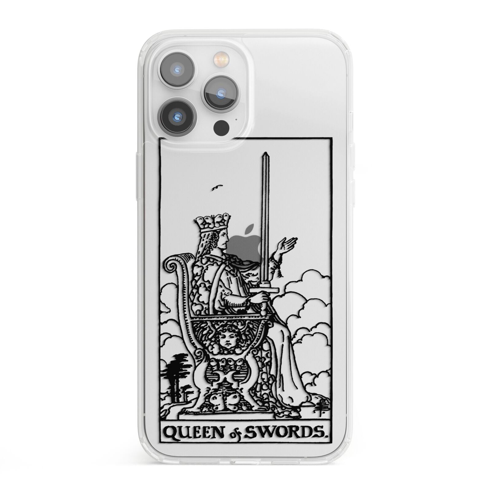 Queen of Swords Monochrome iPhone 13 Pro Max Clear Bumper Case