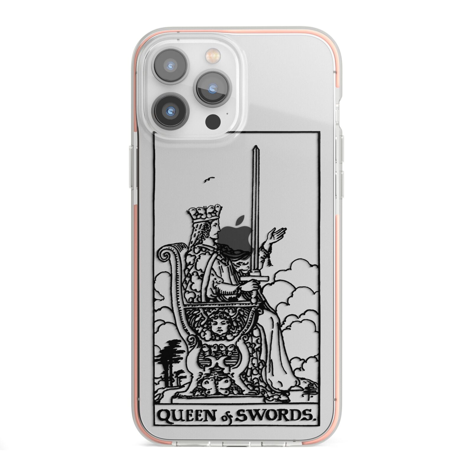 Queen of Swords Monochrome iPhone 13 Pro Max TPU Impact Case with Pink Edges