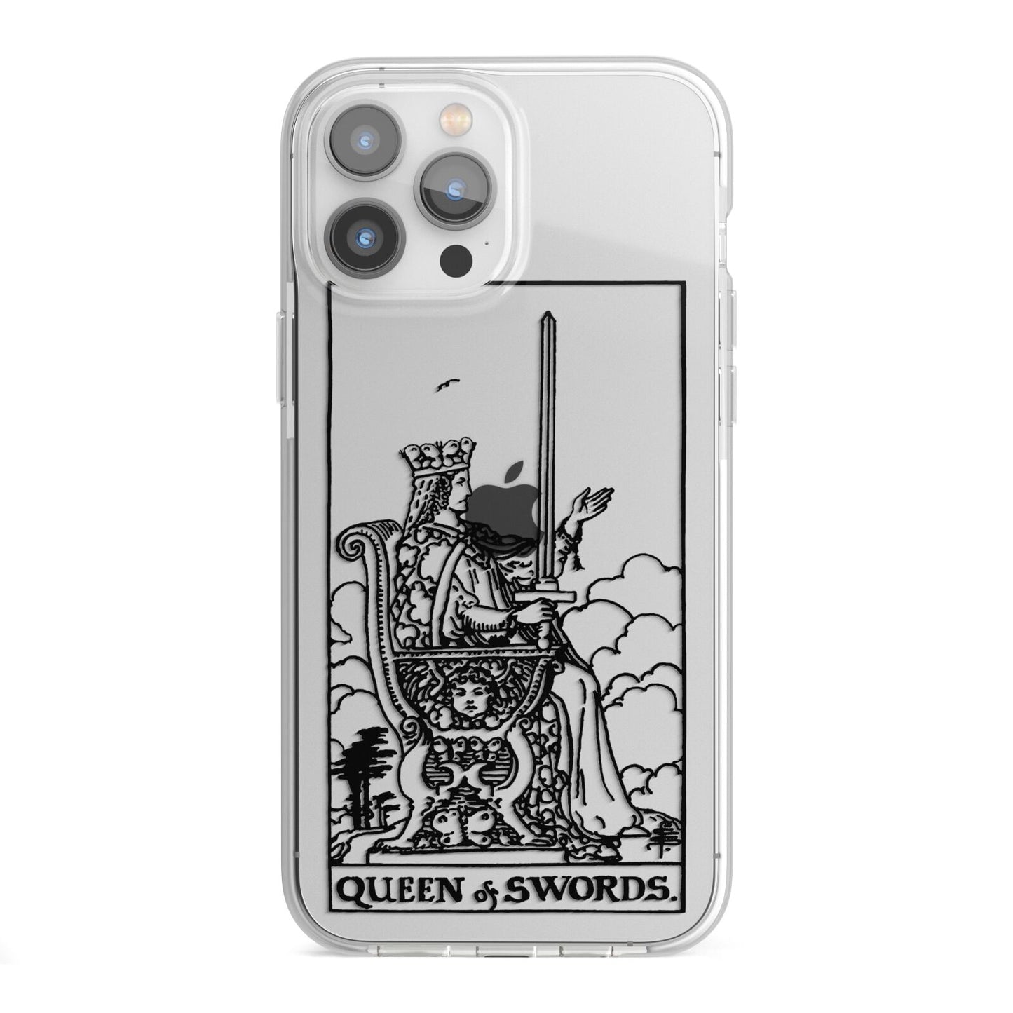Queen of Swords Monochrome iPhone 13 Pro Max TPU Impact Case with White Edges