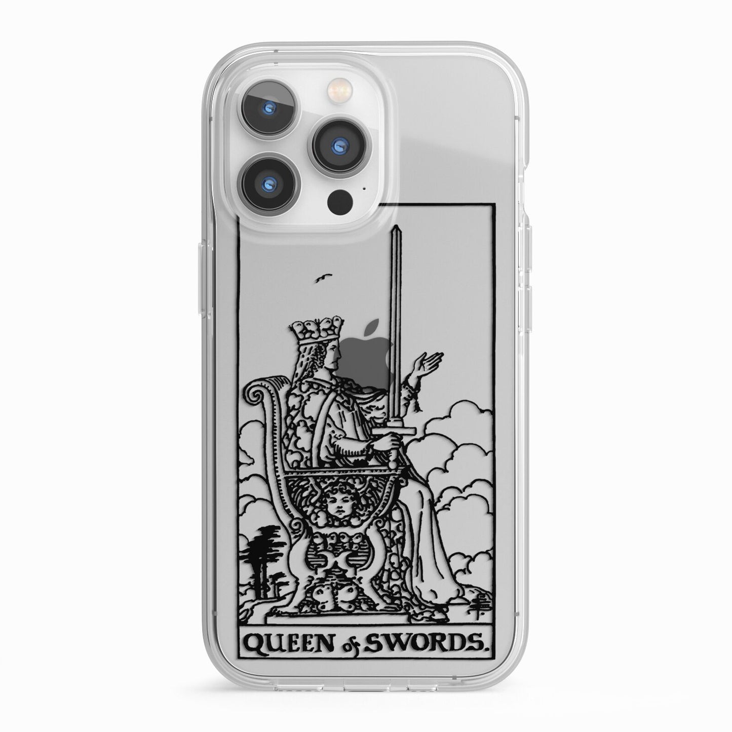 Queen of Swords Monochrome iPhone 13 Pro TPU Impact Case with White Edges