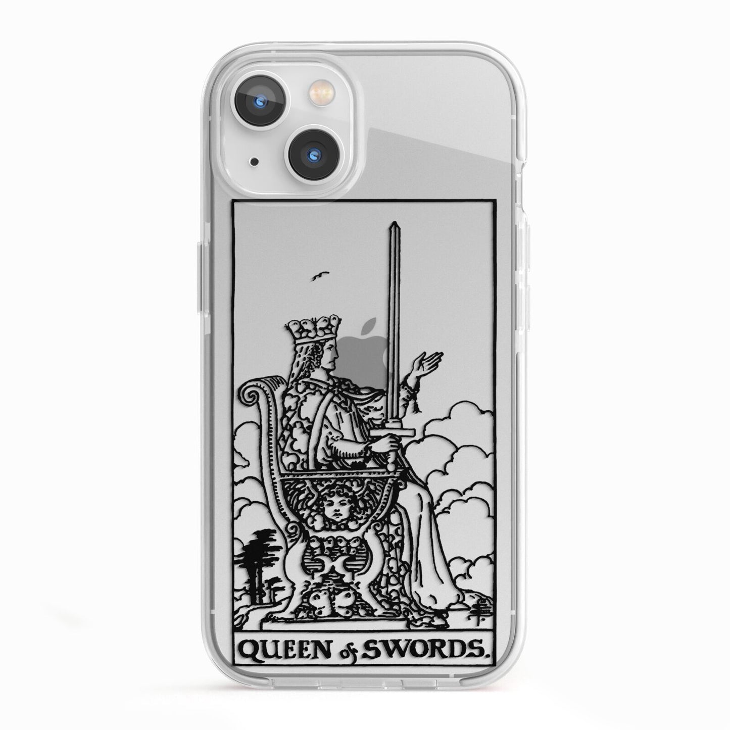 Queen of Swords Monochrome iPhone 13 TPU Impact Case with White Edges