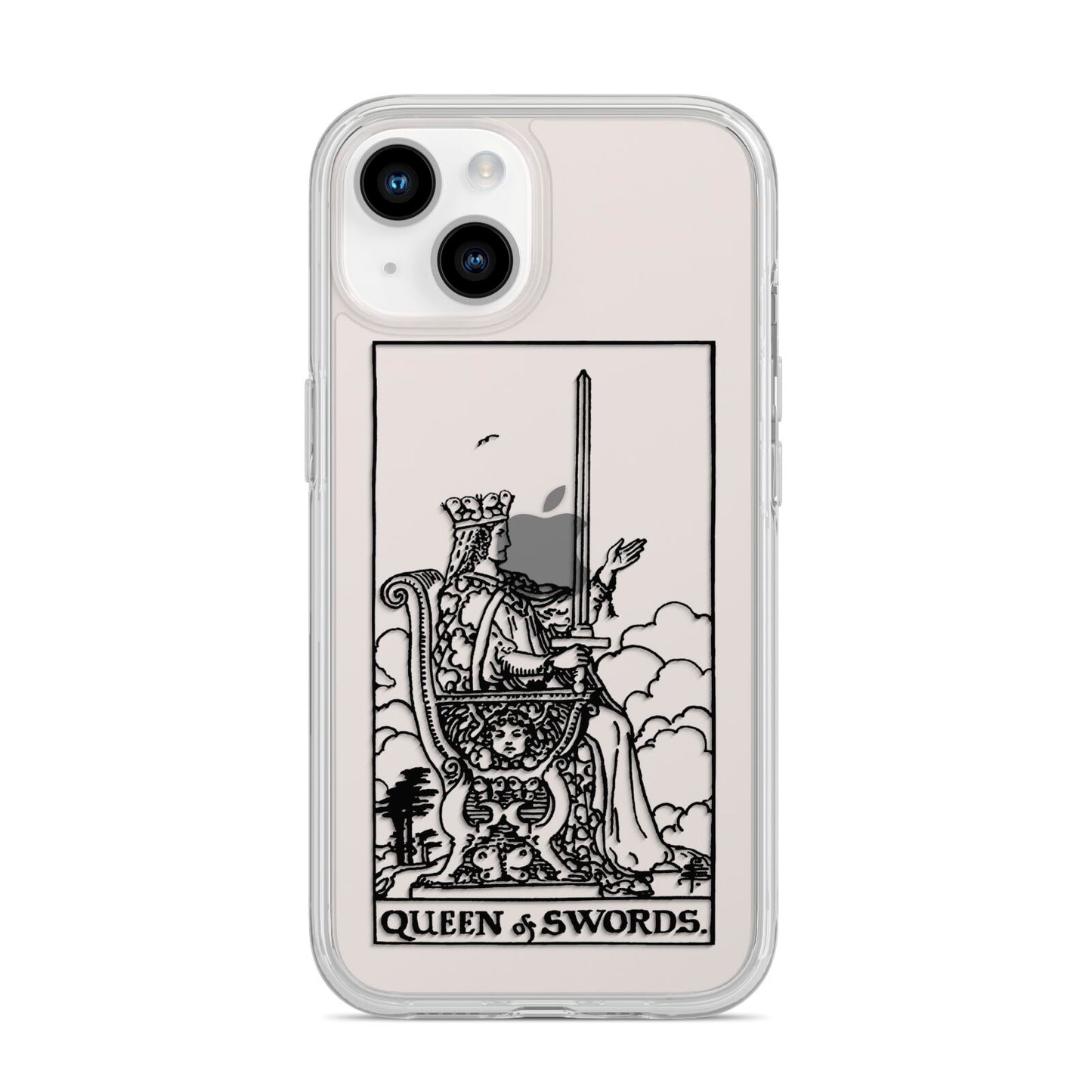 Queen of Swords Monochrome iPhone 14 Clear Tough Case Starlight