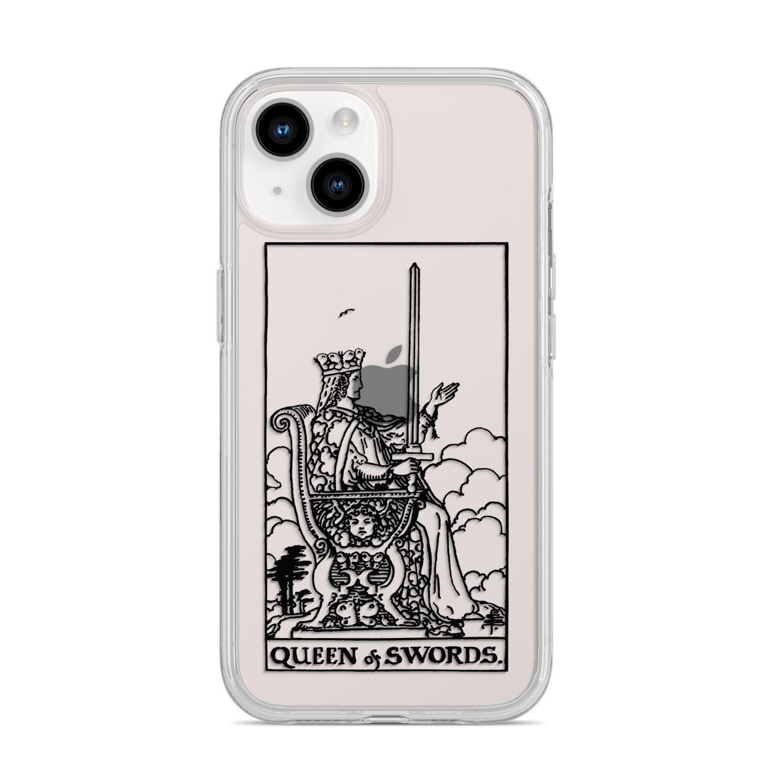 Queen of Swords Monochrome iPhone 14 Clear Tough Case Starlight