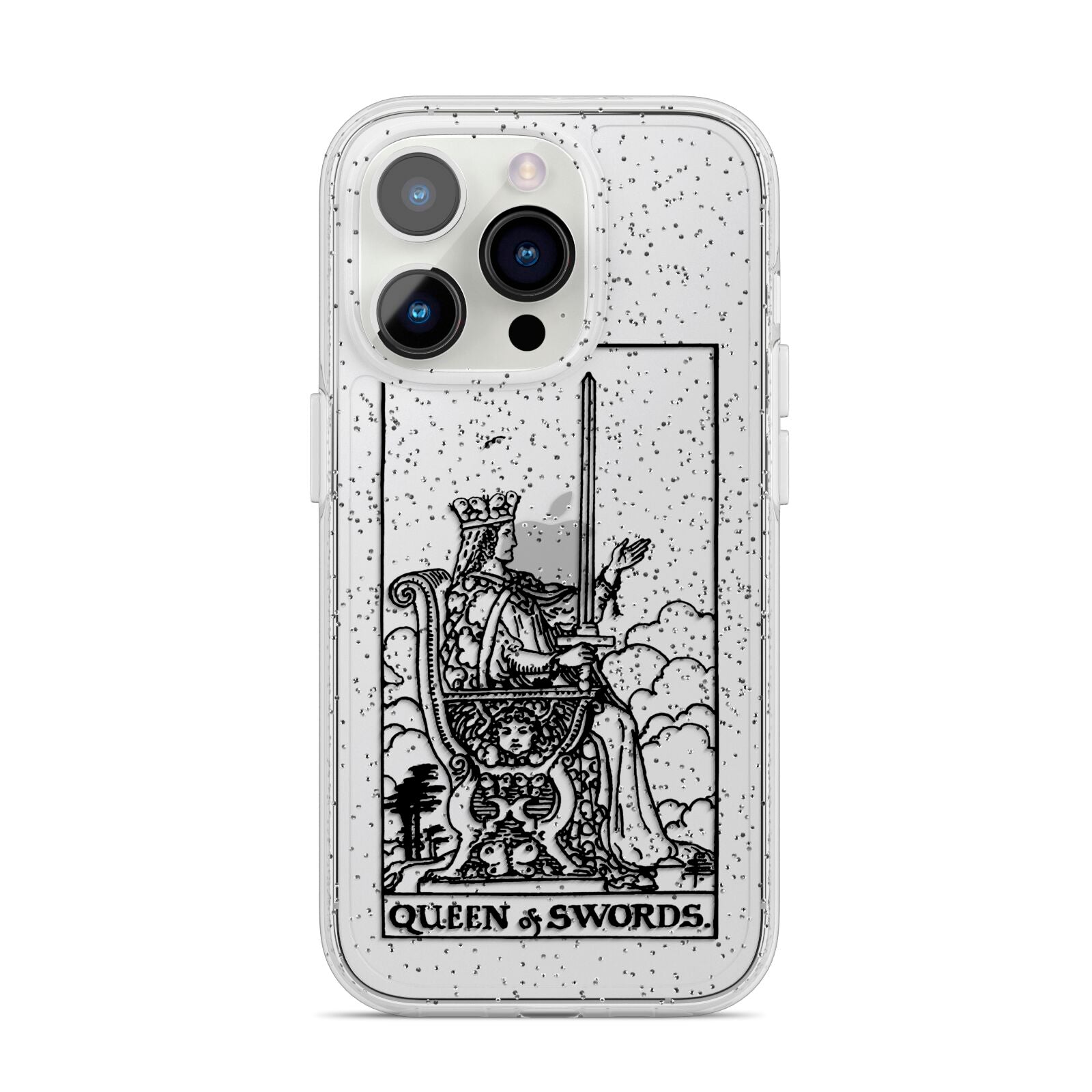 Queen of Swords Monochrome iPhone 14 Pro Glitter Tough Case Silver