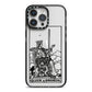 Queen of Swords Monochrome iPhone 14 Pro Max Black Impact Case on Silver phone