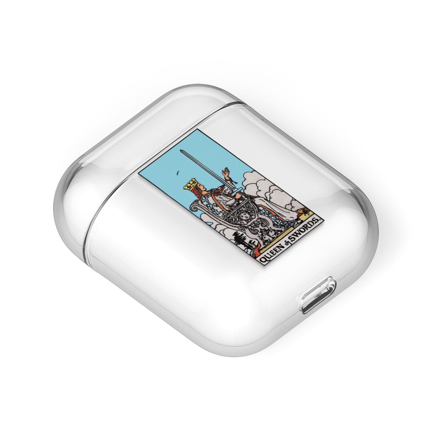 Queen of Swords Tarot Card AirPods Case Laid Flat