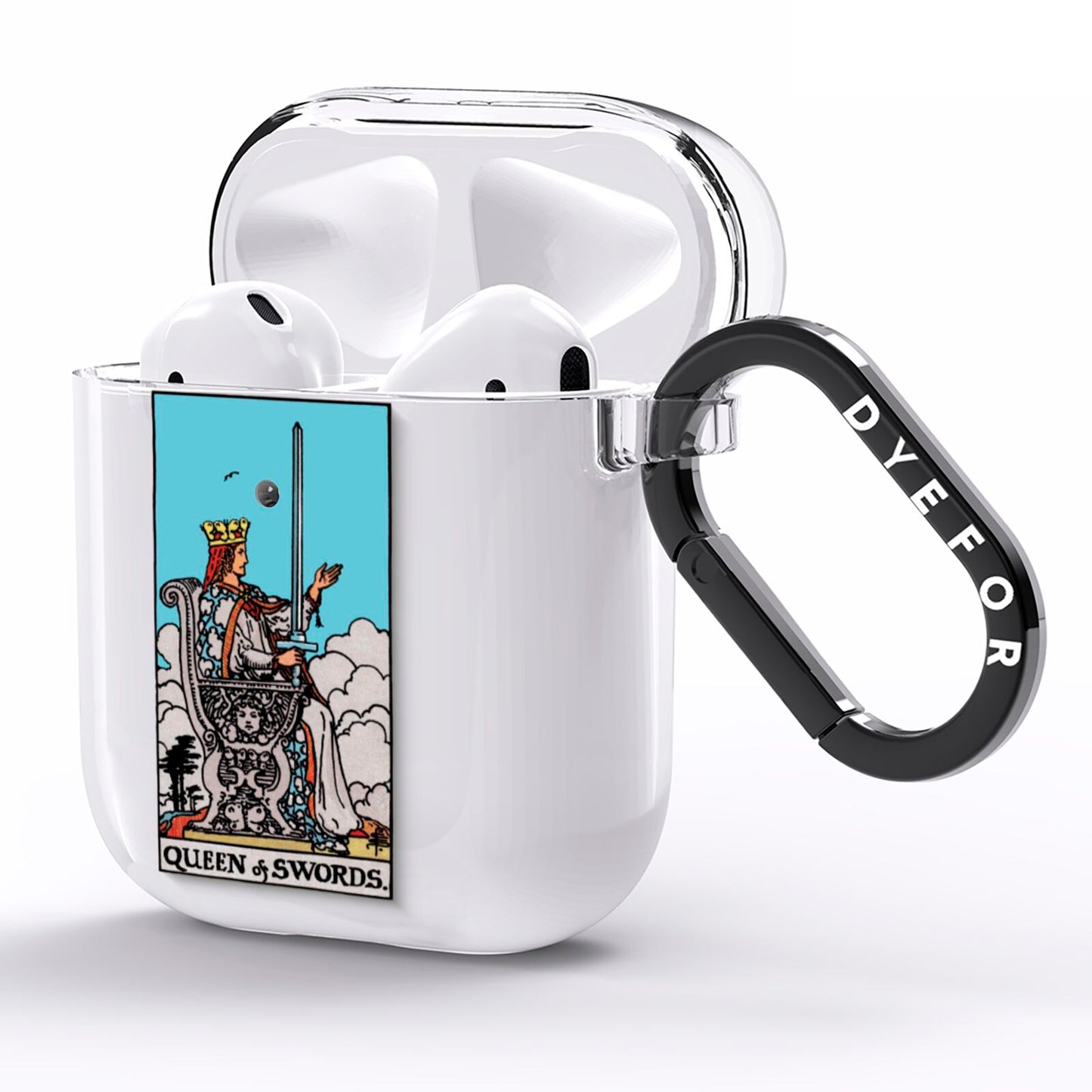 Queen of Swords Tarot Card AirPods Clear Case Side Image