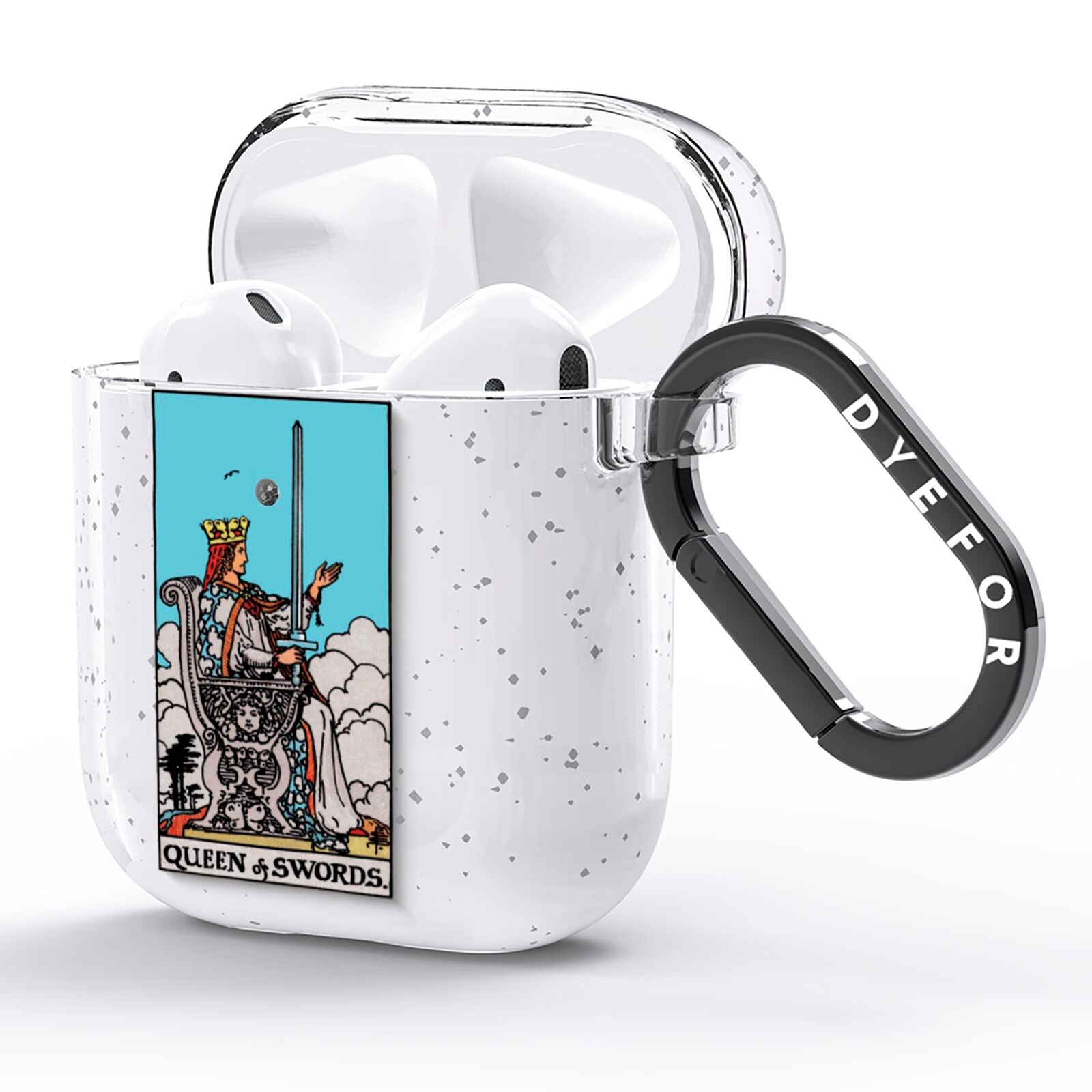 Queen of Swords Tarot Card AirPods Glitter Case Side Image