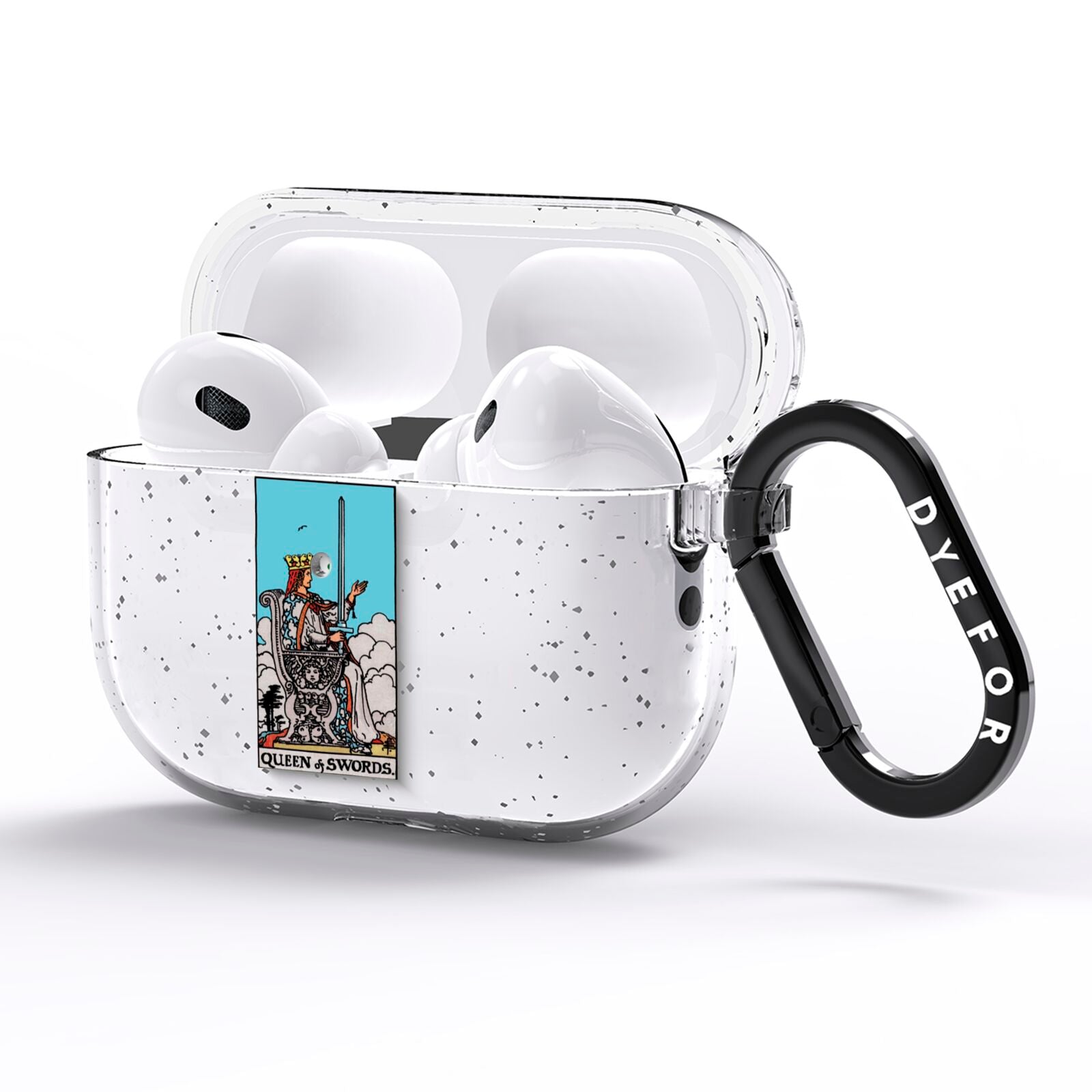 Queen of Swords Tarot Card AirPods Pro Glitter Case Side Image
