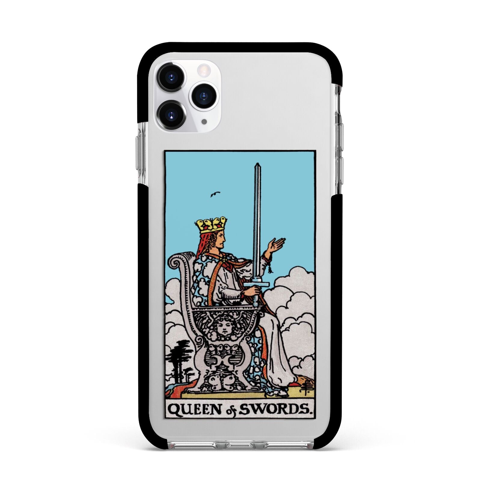 Queen of Swords Tarot Card Apple iPhone 11 Pro Max in Silver with Black Impact Case