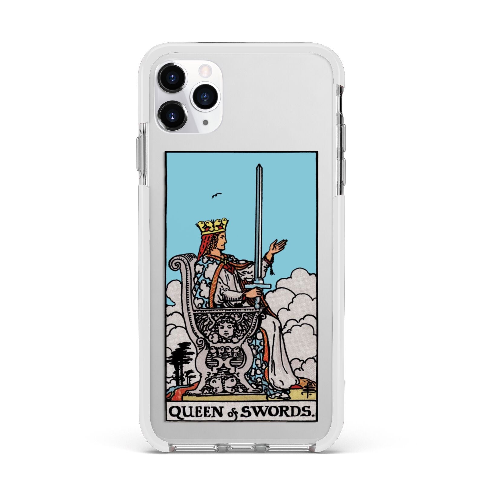 Queen of Swords Tarot Card Apple iPhone 11 Pro Max in Silver with White Impact Case