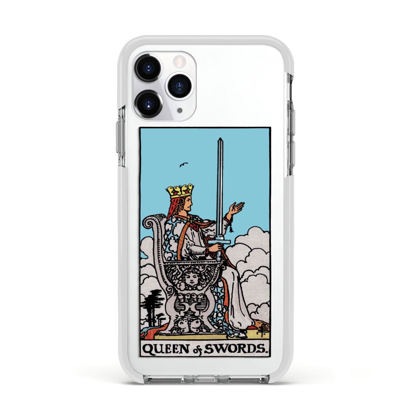 Queen of Swords Tarot Card Apple iPhone 11 Pro in Silver with White Impact Case