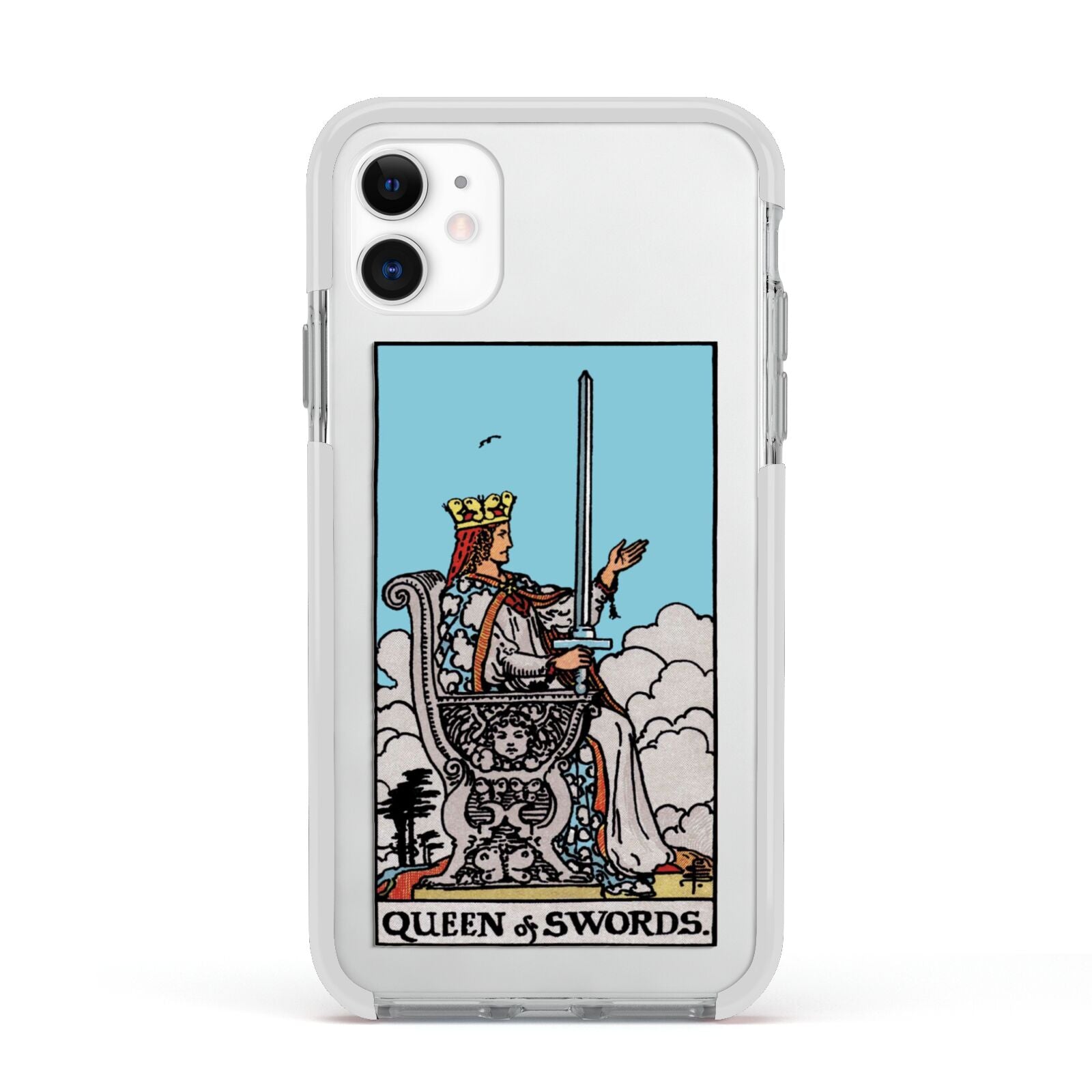Queen of Swords Tarot Card Apple iPhone 11 in White with White Impact Case